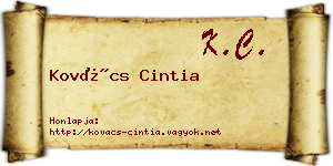 Kovács Cintia névjegykártya
